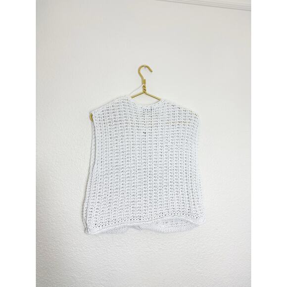 Zara White Chunky Knit Oversized Cardigan Sweater Vest Size Small Gold Button - Picture 11 of 12